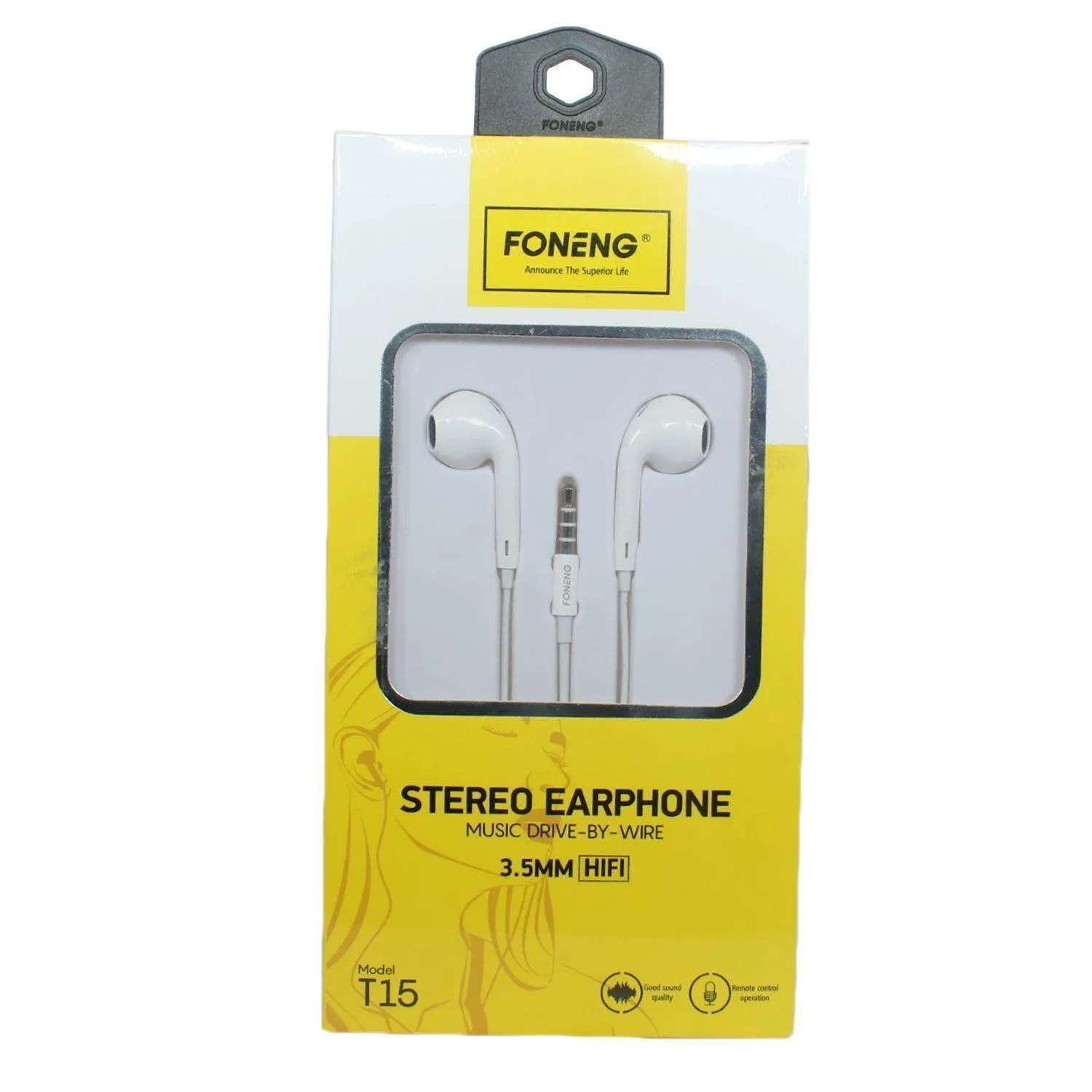 Foneng T15 White Stereo In-Ear Earphones
