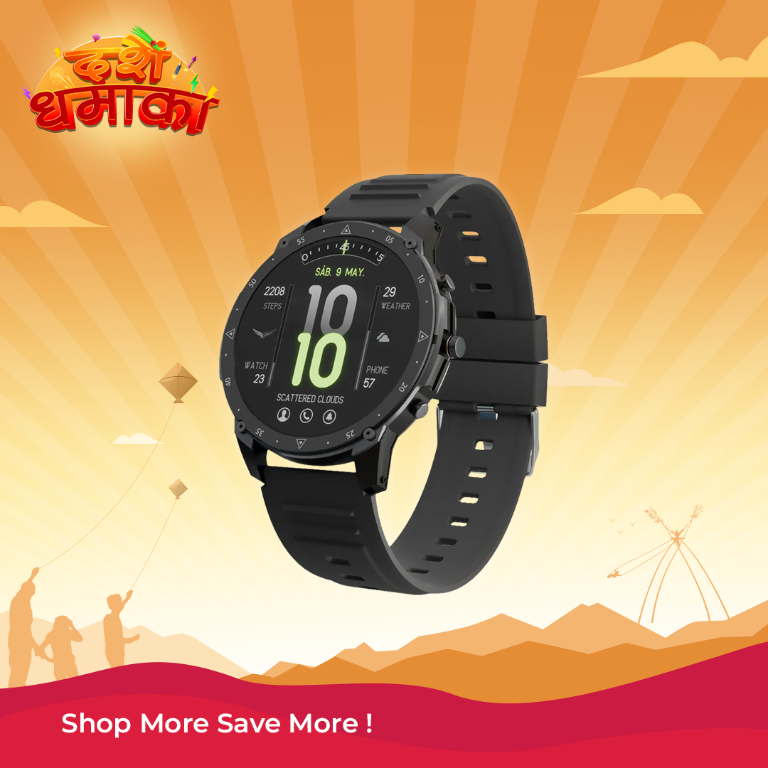 Green Vortex Metallic Fitness Smartwatch With 1.43" Amoled Display BT Calling & IP67 Rating