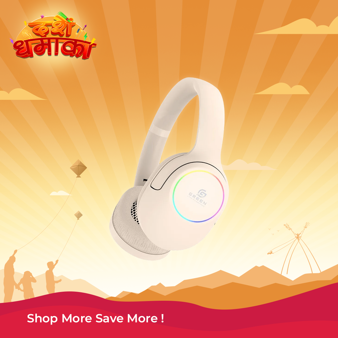 Green Rhythm Wireless Headphones With 40mm Driver, 20H Playtime & RGB Lights - Multicolor