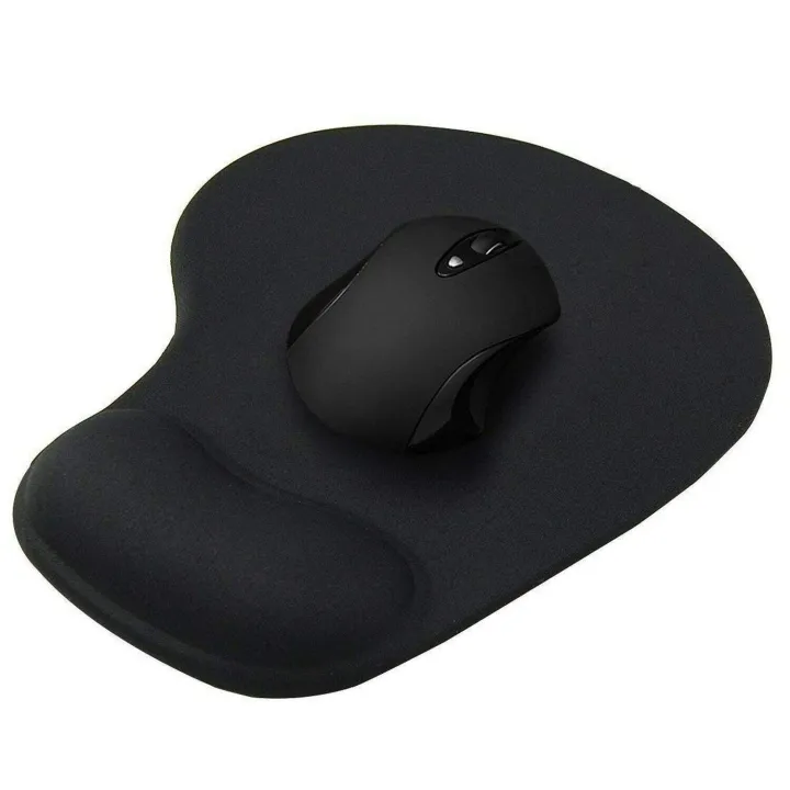 Office Mouse Pad with Gel Wrist Support - Non-Slip Rubber Base, Black