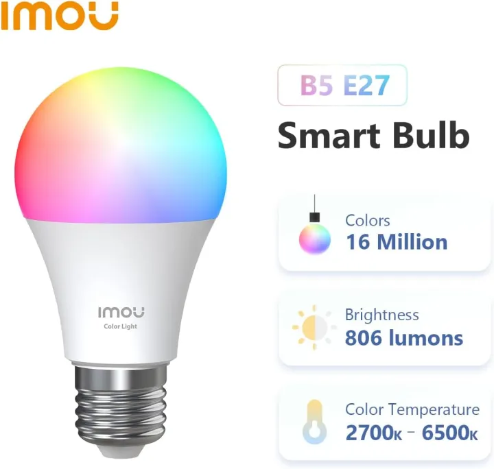 1x IMOU B5 Smart WiFi RGB+CCT Light Bulb - Multicolor 2 Year Warranty