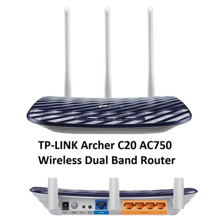 TP-Link Archer C20 AC750 Dual Band WiFi Router - 3 Antennas