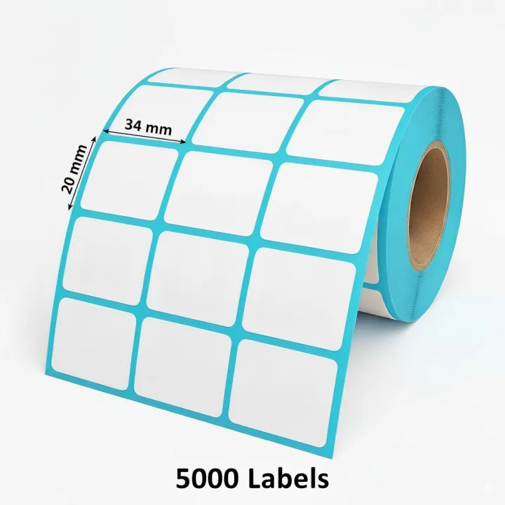 Thermal Barcode Labels 5000 Pcs  34x20mm Direct - 3 Lines 