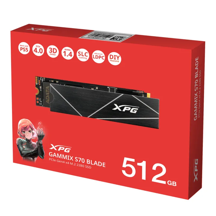 Xpg Gammix S70 Blade 512GB PCIe Gen4 M.2 SSD - Black