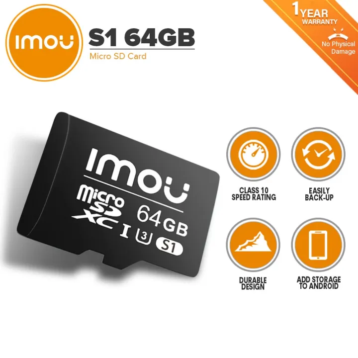 Imou Micro SDXC Memory Card - 64GB, Class 10 UHS-I, Up to 95/25MB/s
