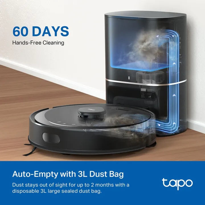 TP-Link Tapo RV30 Max Plus Robot Vacuum Cleaner - 5300Pa, Auto-Empty Dock, Smart Cleaning & Self-Charging