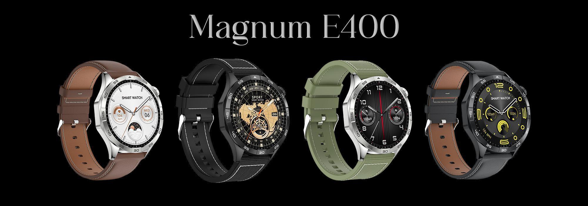 Ultima Magnum E400 Smartwatch | 1.43 Amoled Display | IP68 Water Resistance | Premium Metal Body With Luxurious Canvas & Leather Straps