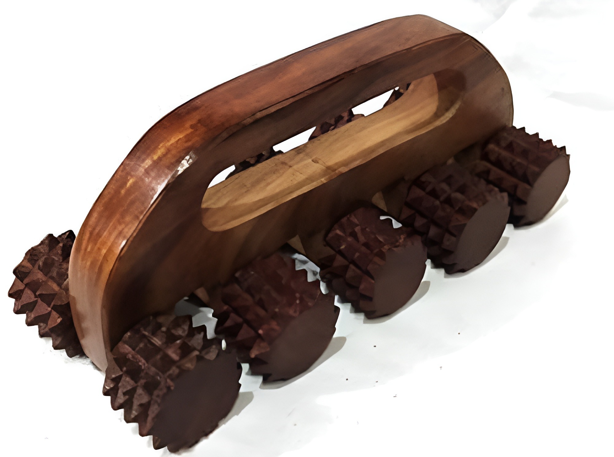 Kingsman Wooden Acupressure Back Massager with 10 Rollers