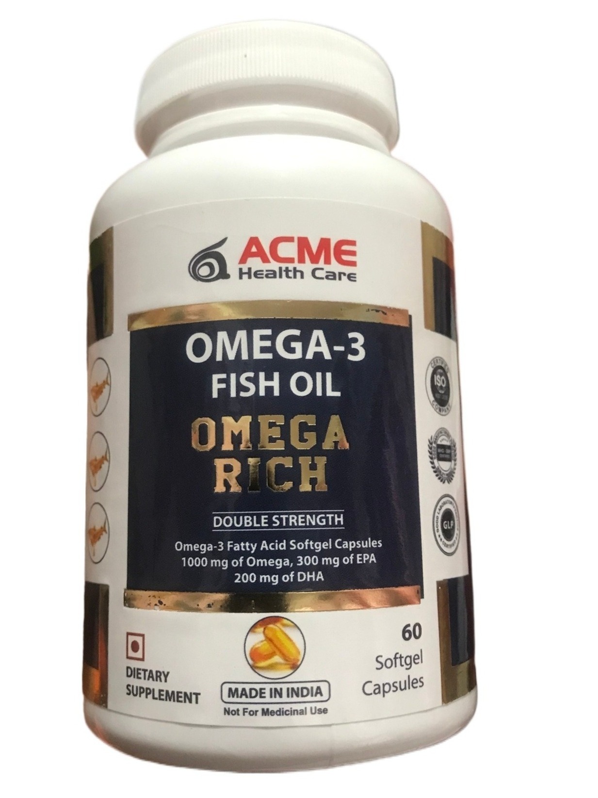 Omega-3 Fish Oil Soft Capsules - 1000mg, 60 Pcs