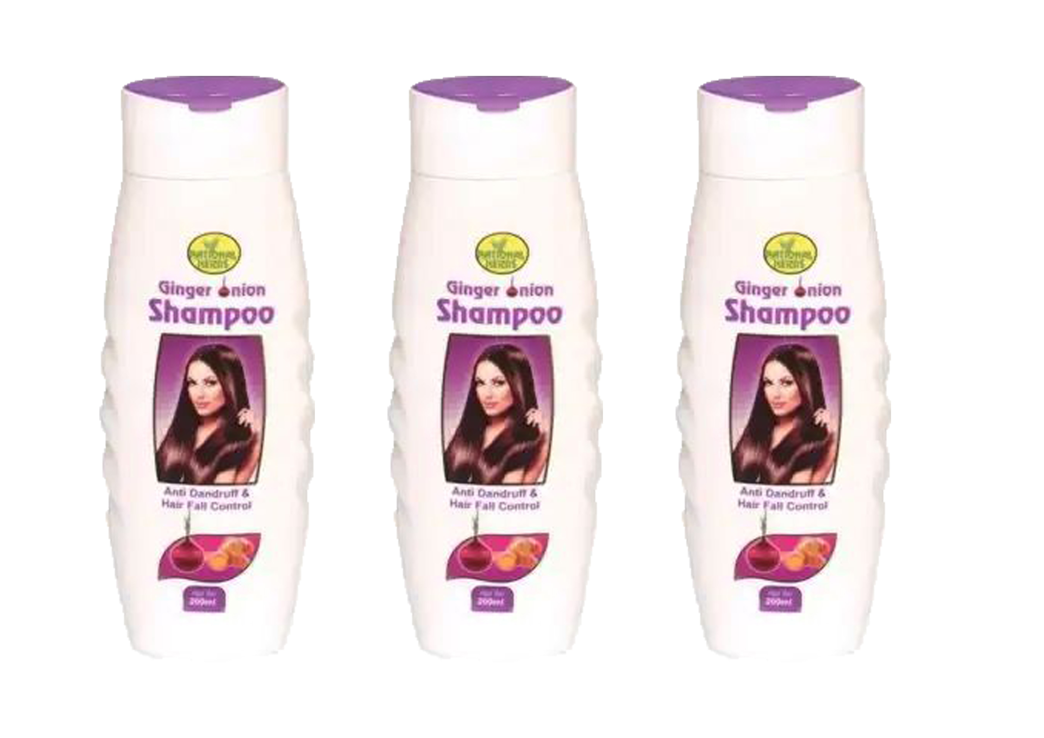 National Herbs Ginger Onion Shampoo - 200ml (Pack of 3)