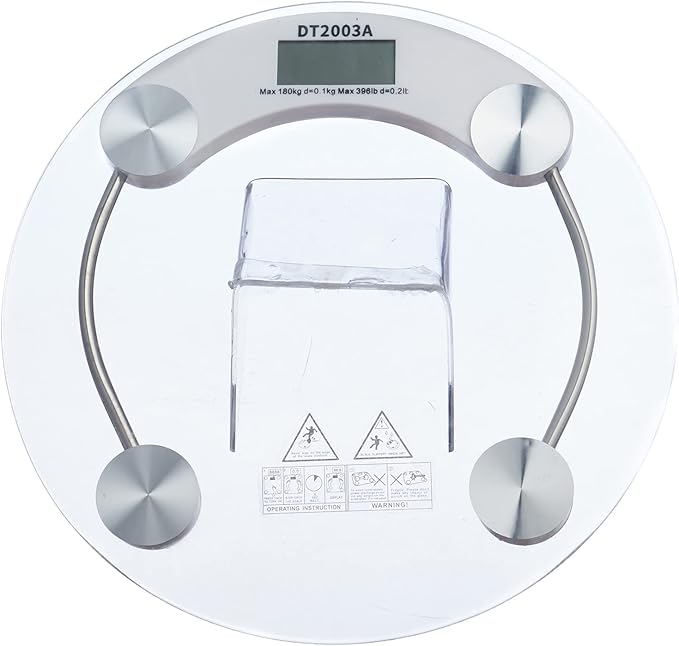 MT 2003A Round Glass Personal Weighing Scale - 180kg, Transparent