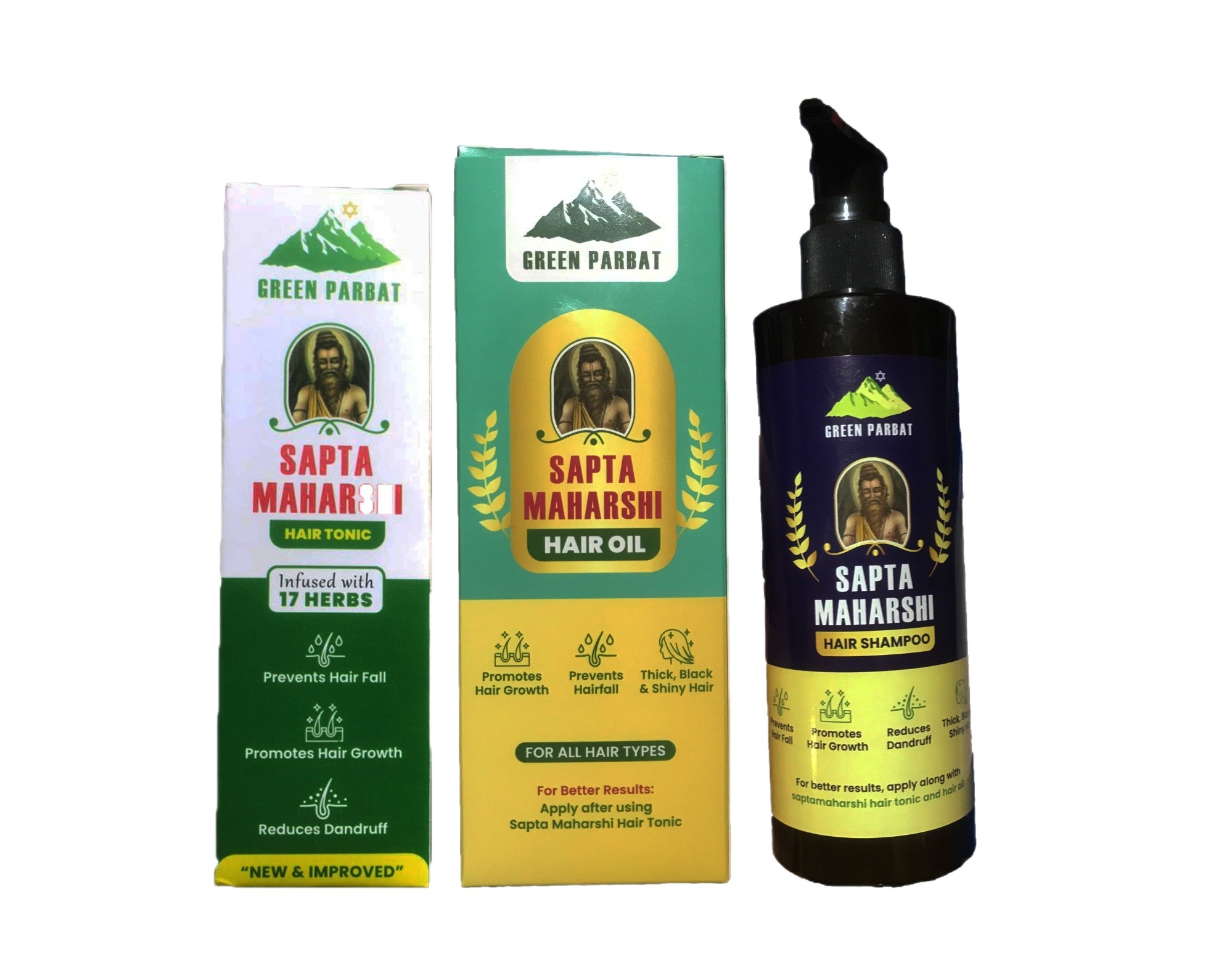 Sapta Maharshi Hair Care Combo Pack - Tonic, Oil & Shampoo