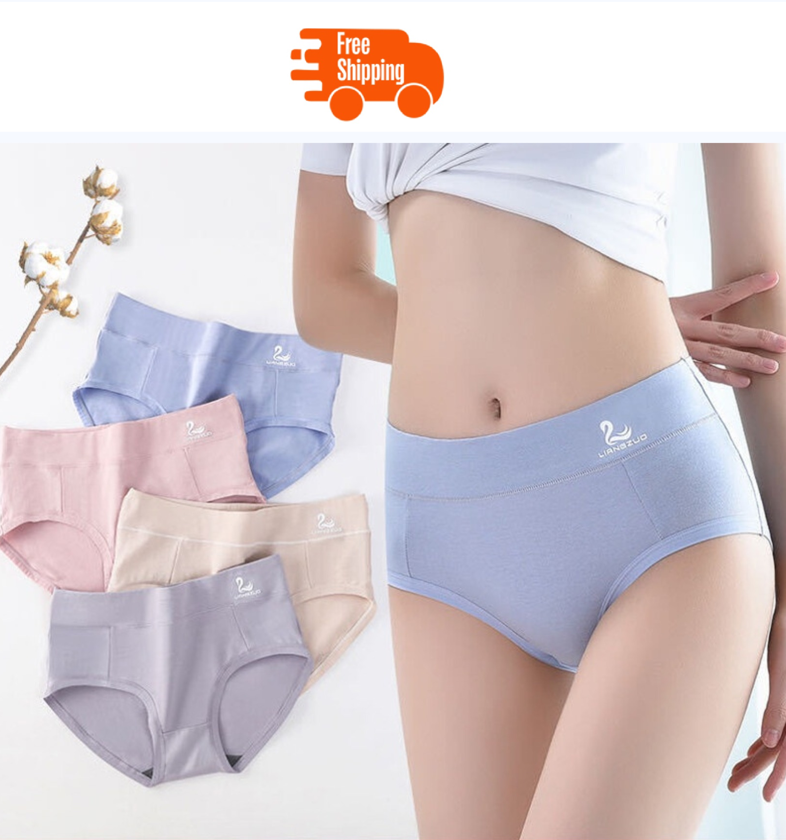 Antibacterial Soft Mid Waist Comfortable Multicolor Panty For Women - One Size (Pack Of 4) 