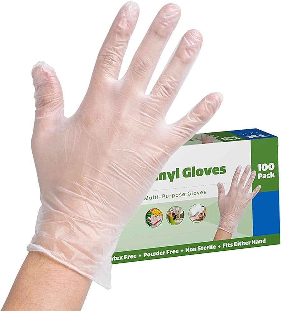100Pcs Powder-Free PVC Disposable Gloves