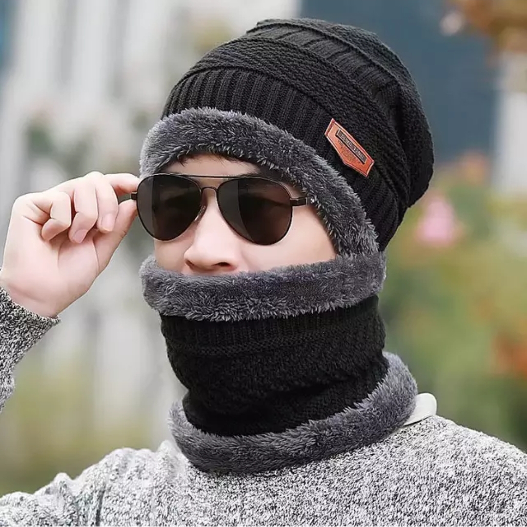 Warm Knit Beanie Hat & Scarf Set
