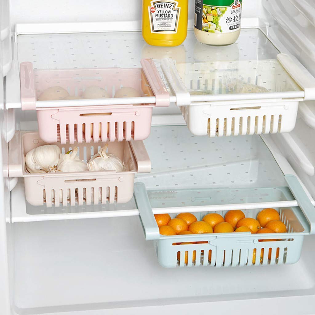 Cutezy 2-Piece Adjustable Expandable Refrigerator Storage Basket Set
