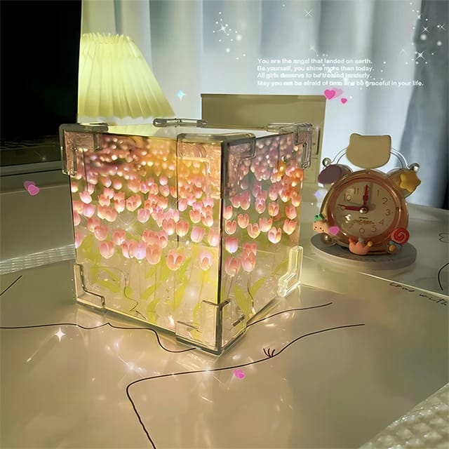 Tulip Cube Nightlight DIY Handmade Mirror Lamp For Bedroom Décor