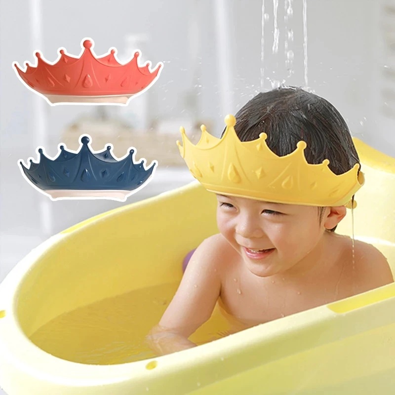 Crown Baby Shower Cap – Adjustable Hair Wash Shield With Ear Protection Multicolor