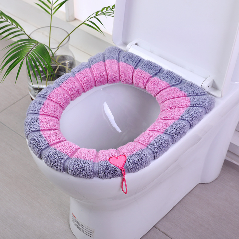 Warm Soft Washable Toilet Seat Cover Mat With Handle And Thick Cushion
