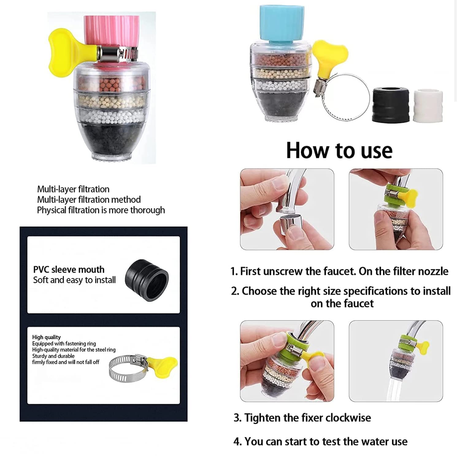 5-Layer Coconut Carbon Faucet Water Filter
