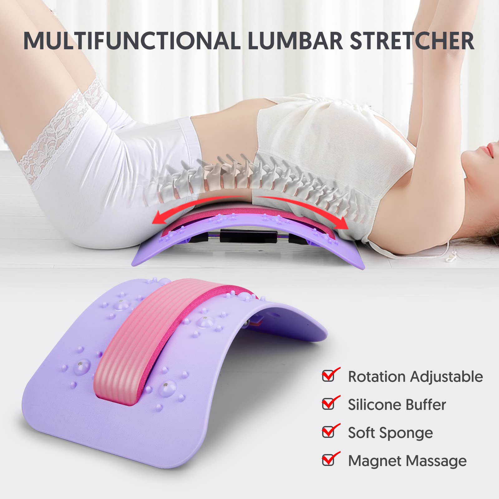 Adjustable Back Stretcher With Magnetic Massage Points For Back Stretching