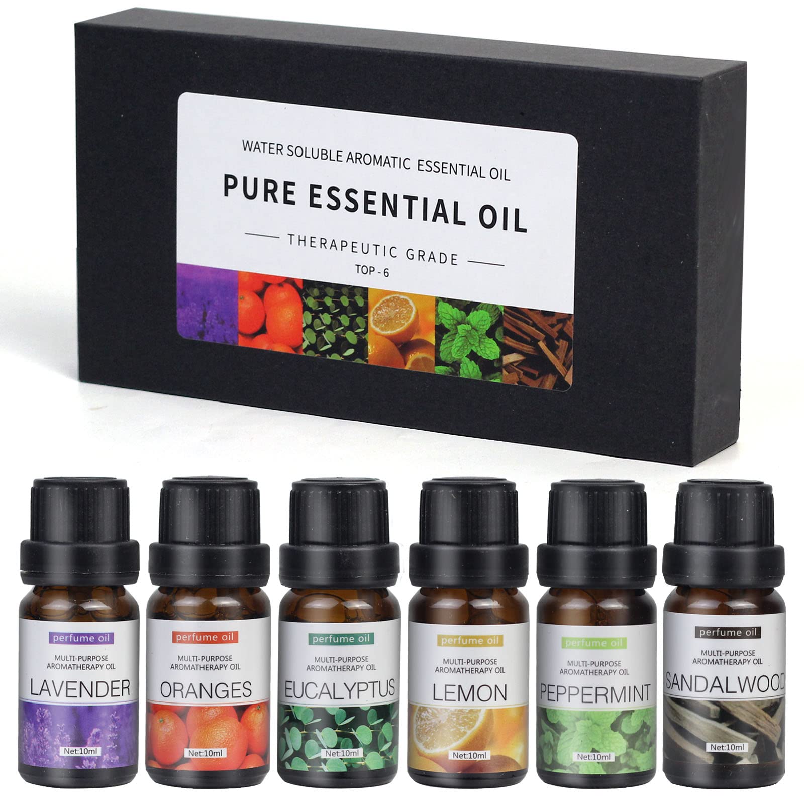 6-Piece 10ml Natural Aromatherapy Essential Oil Set For Humidifiers And Massage