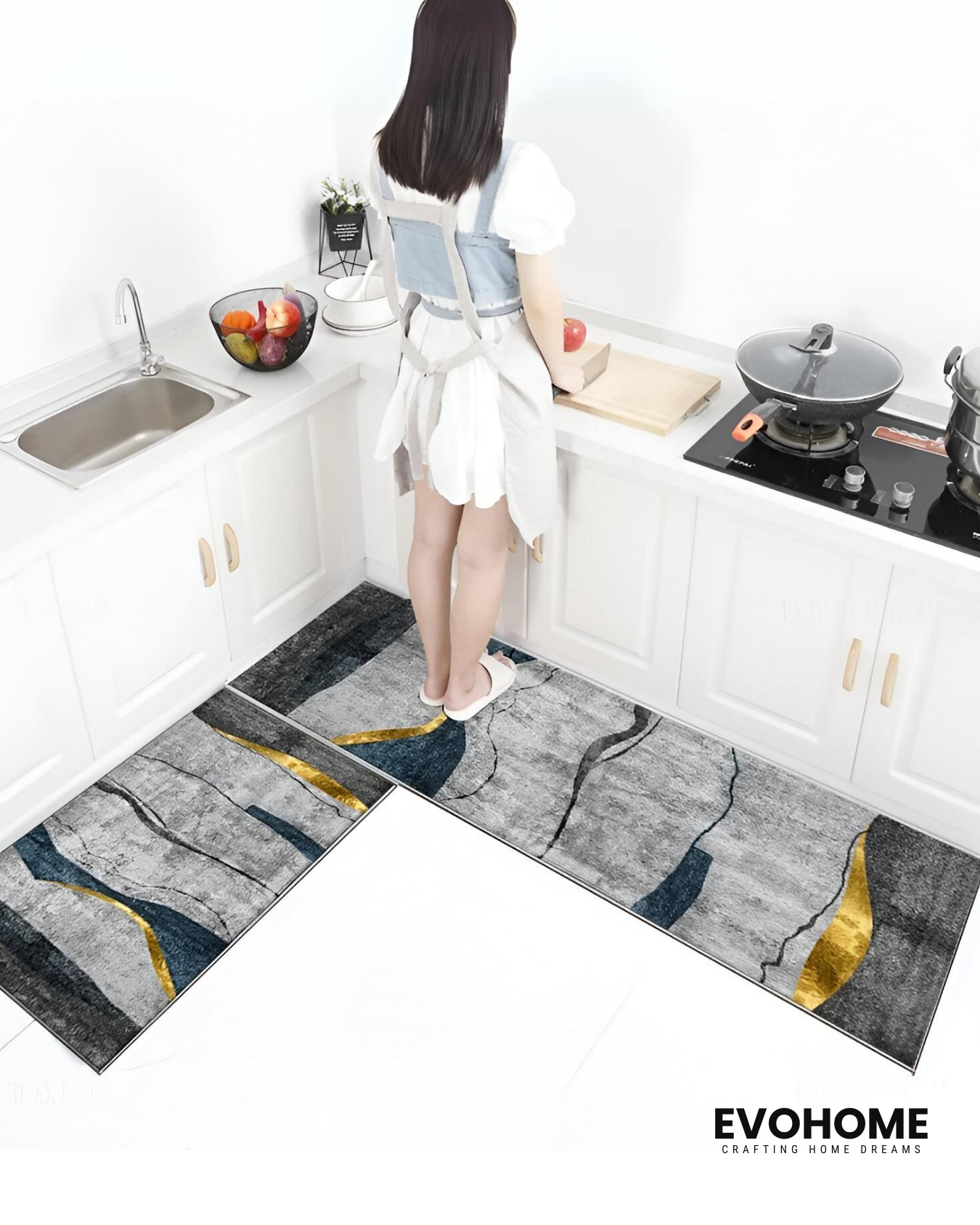 2-Piece Large Kitchen Mat Set, Non-Slip Water-Absorbing Floor Rugs