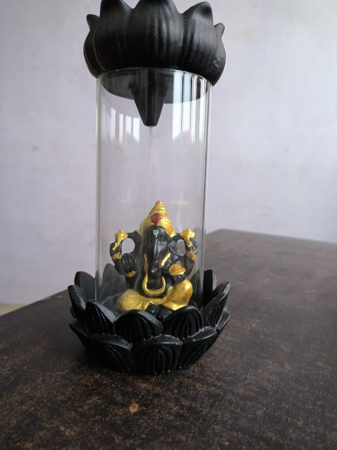 Blissful Smoke Fountain Lord Ganesh Backflow Incense Holder – Black Color