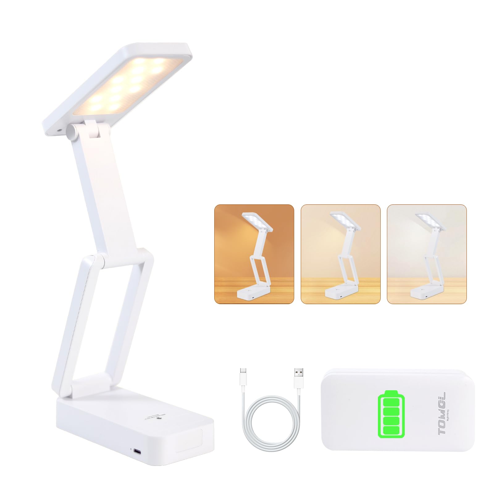 Tomol Foldable Rechargeable Desk Lamp With Stepless Dimming - Multicolor
