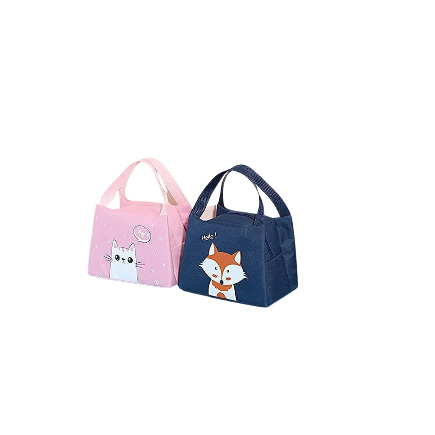 Portable Insulated Cartoon Lunch Bag For School Work And Picnic - Multicolor