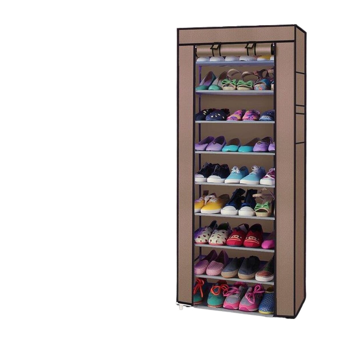 10-Layer Dustproof Freestanding Shoe Storage Cabinet - Multicolor