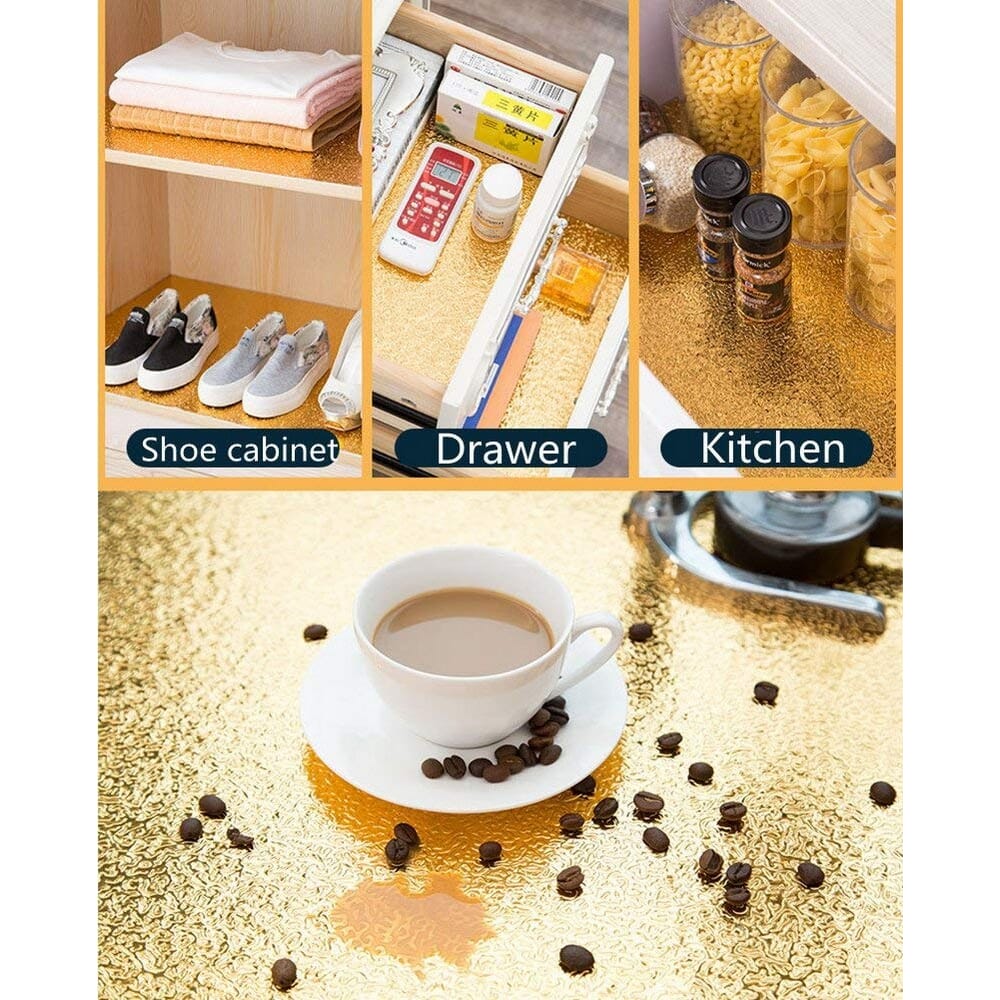 Fresh Gold Aluminum Foil Kitchen Backsplash Sticker 2m – Gold Color