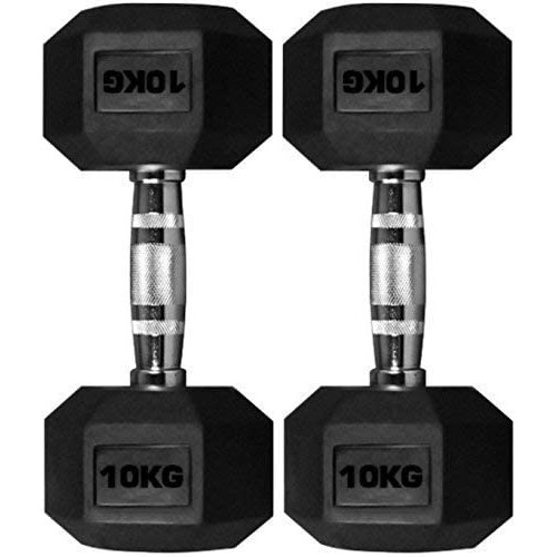 Rubber Hex Dumbbell Set 2×10kg – 20kg Total Weight