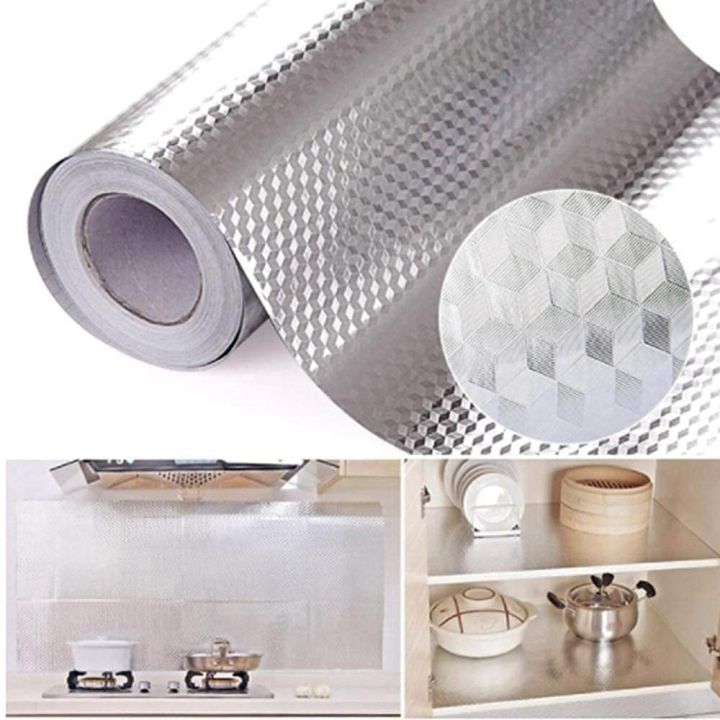 Aluminum Foil Self-Adhesive Kitchen Wallpaper – 60 × 200cm (Silver)