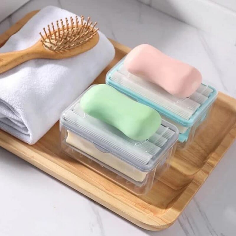 Laundry Rolling Soap Box Travel Holder With Rubber Roller