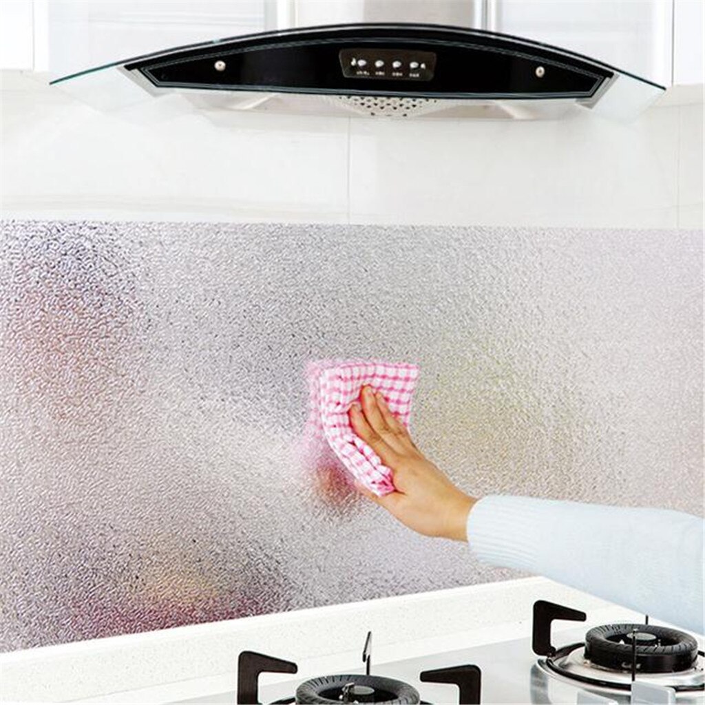 Aluminum Foil Kitchen Cabinet Sticker – Waterproof Self-Adhesive Wallpaper (Silver)