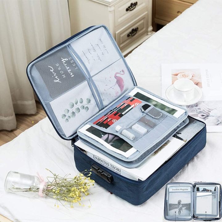 Large Capacity Portable File Storage Bag With Lock – Double Layer (Multicolor)