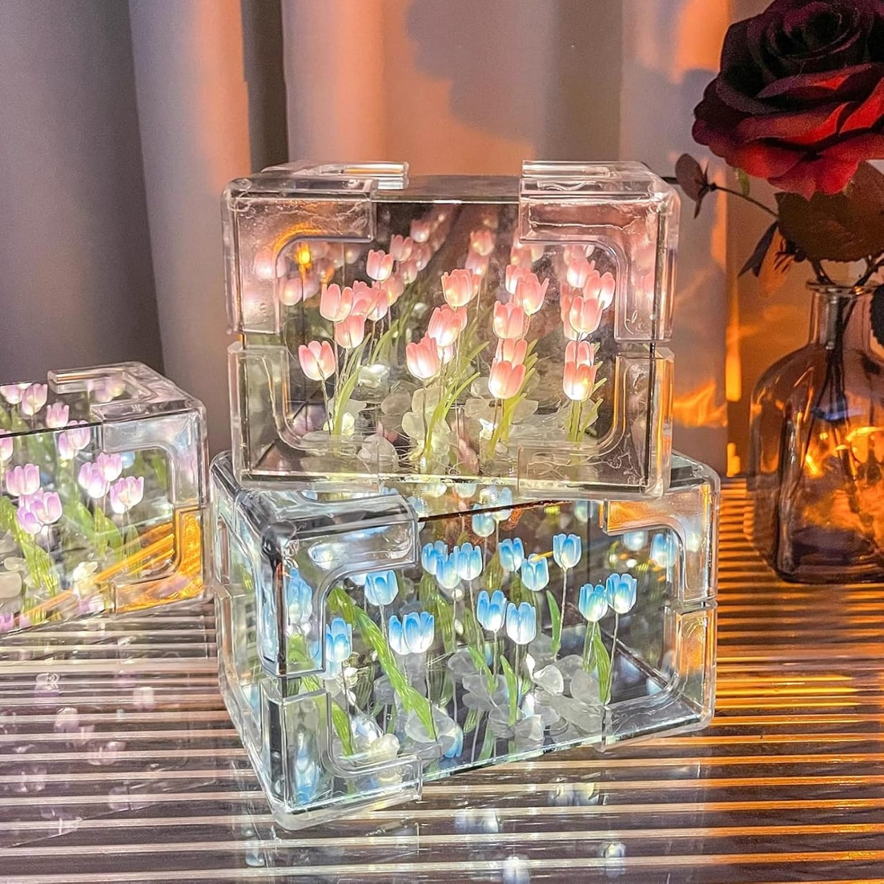Penasfe DIY Tulip Night Light – Battery Powered Table Lamp (Rectangle)
