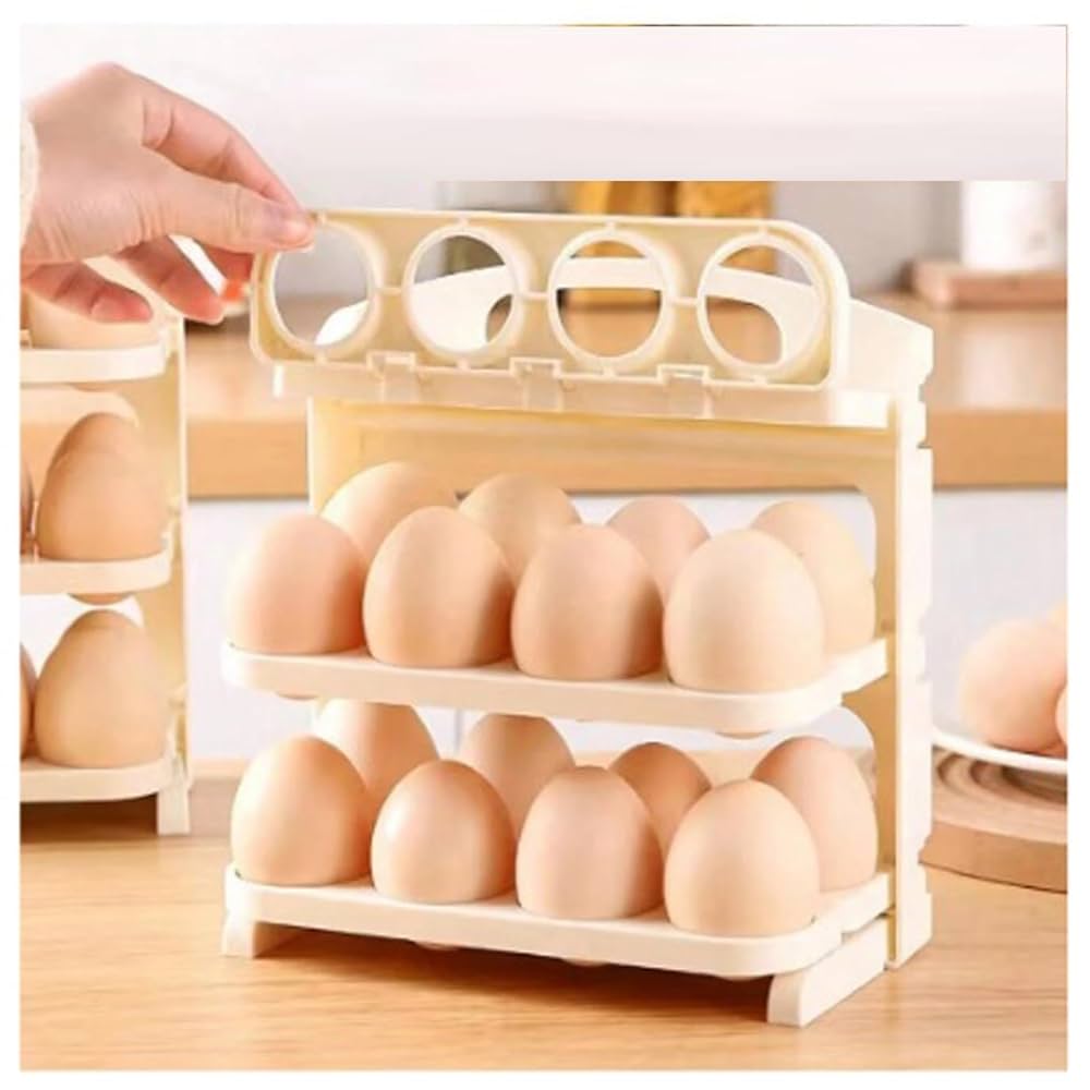 Shopecom  3-Layer Egg Storage Container – 24-Grid Tray (White)