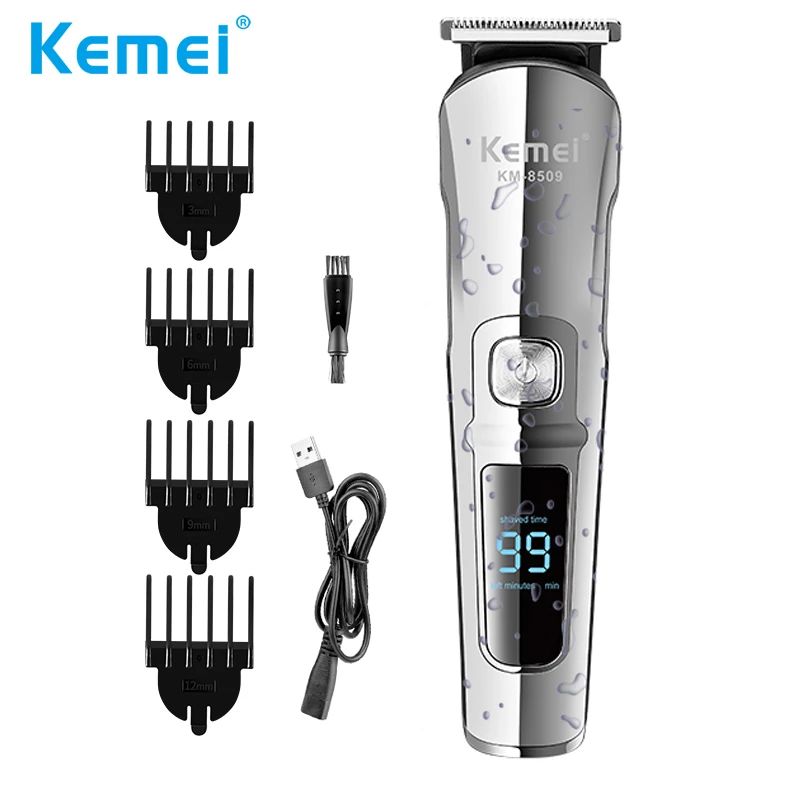 Kemei KM-8509 Waterproof USB Rechargeable Hair Clipper (Black)