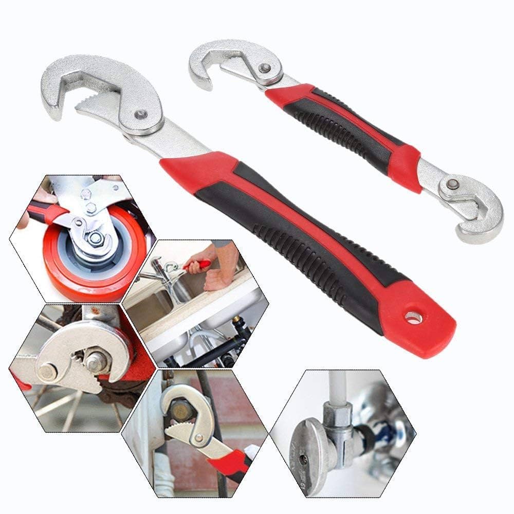 Adjustable Universal Wrench Set – 9mm To 32mm, 2 Pieces (Black & Red)