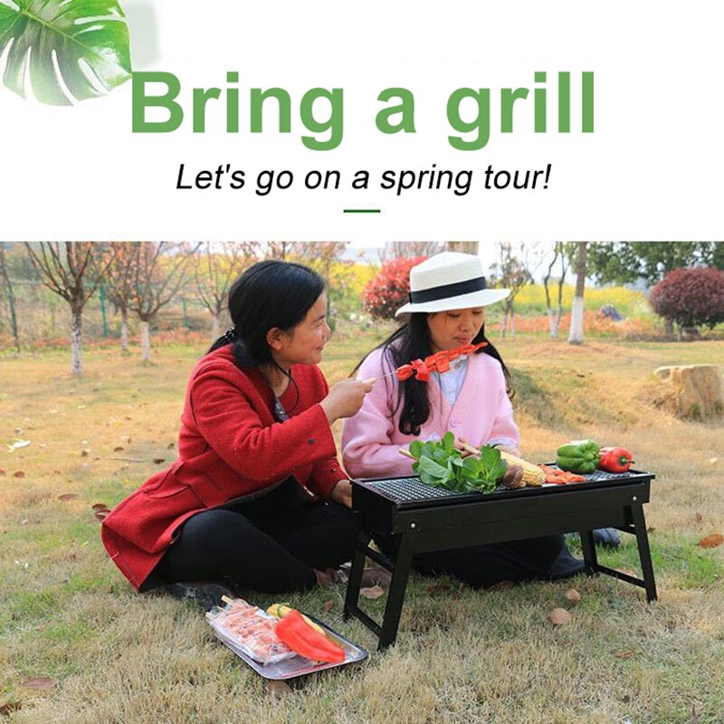 Portable Folding Charcoal BBQ Grill – Black 