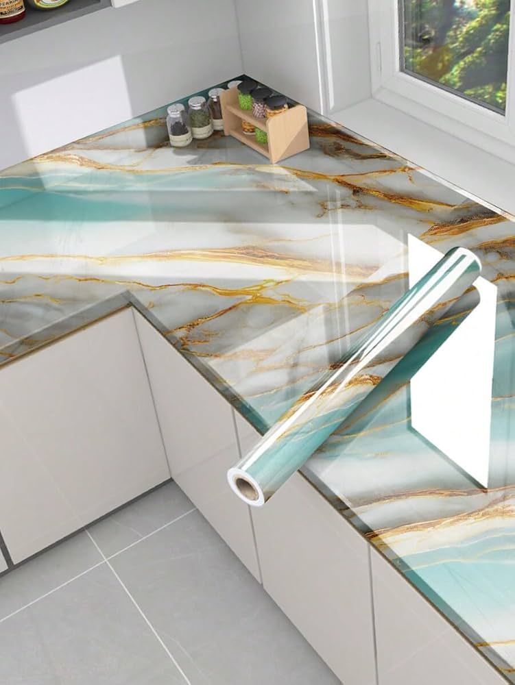 Green Marble Kitchen Backsplash Sticker 3cm – Waterproof And Oil-Proof