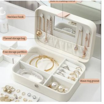 Portable Jewelry Storage Box With Mirror – Compact Organizer Case