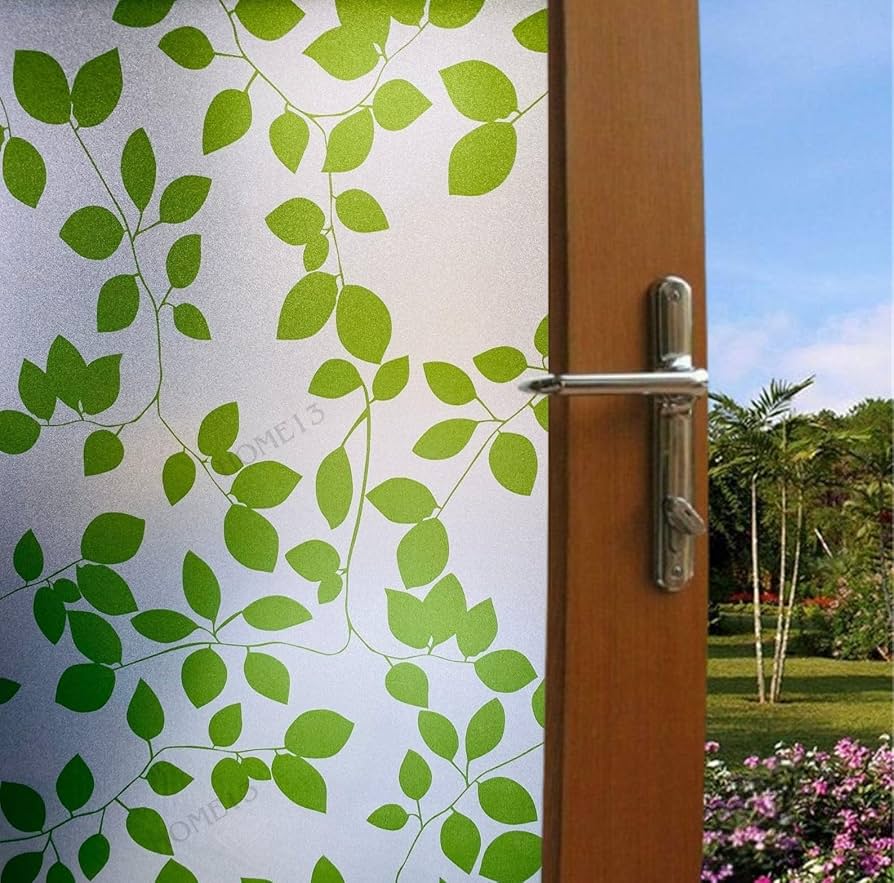 Wisdom Flower Print Frosted Window Film 24×150 Inch – Green Color