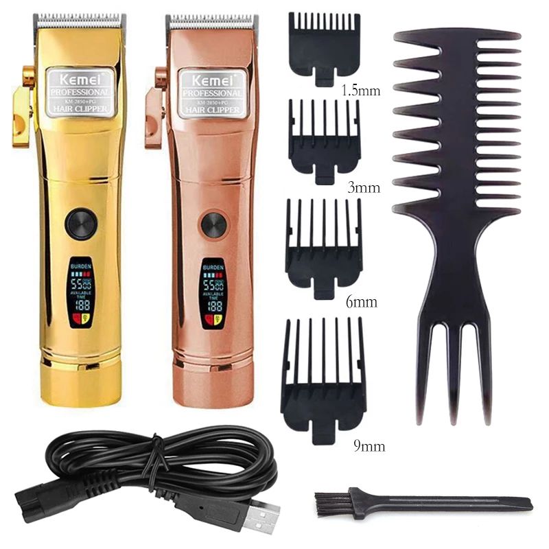 KEMEY KM-2850PG Rechargeable LCD Hair Trimmer