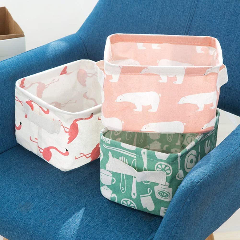 Mini Canvas Storage Baskets – 5-Piece Shelf Organizer Set