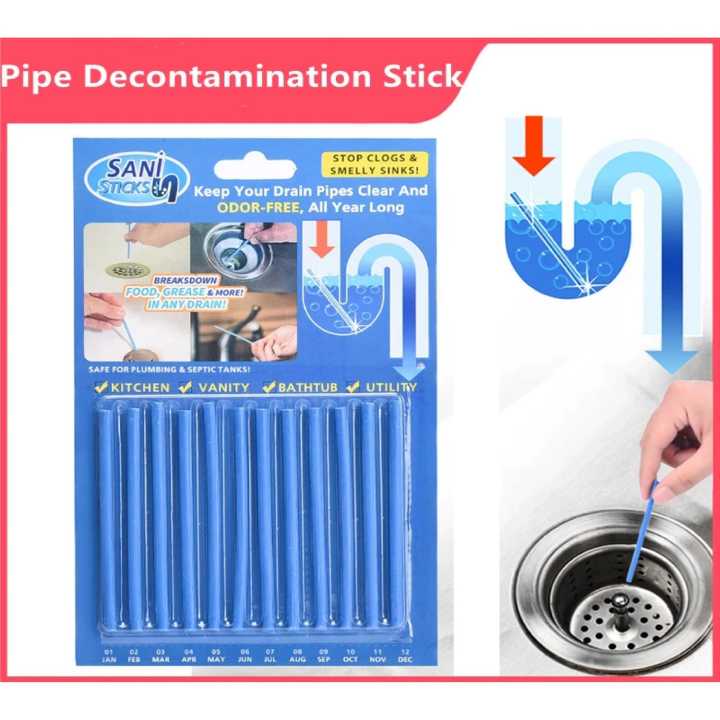12-Piece Sani Drain Cleaning Sticks – Kitchen & Bathroom Sewer Cleaner
