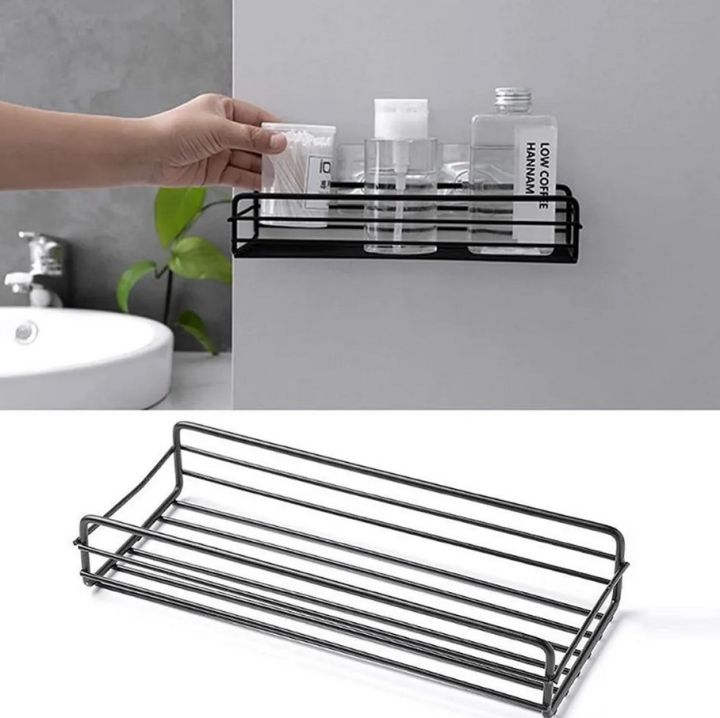 Rectangular Adhesive Stainless Steel Bathroom Storage Rack