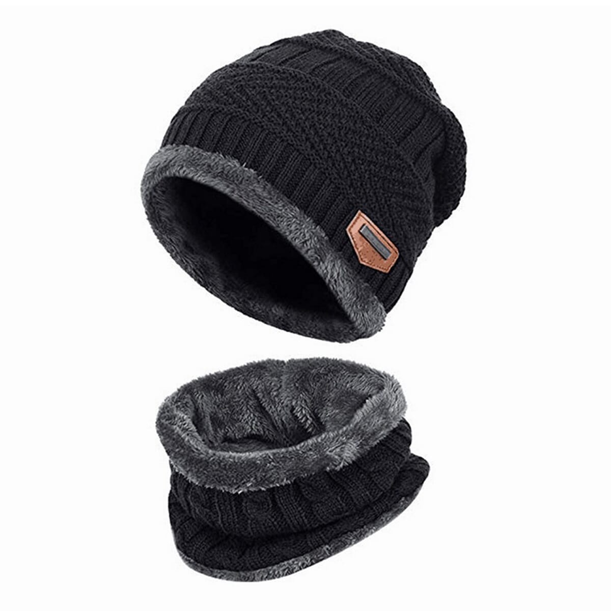 Winter Beanie Hat & Scarf Set Fleece Lined Warm Knit Cap for Unisex